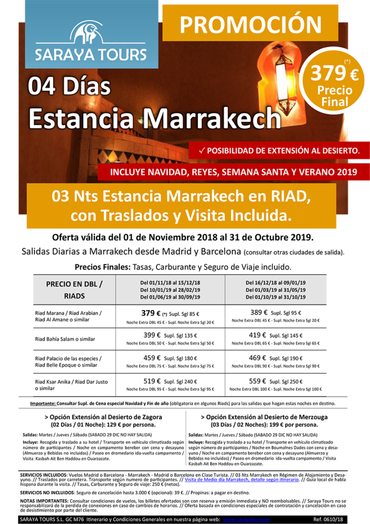 viajes a marruecos 4 dias marrakech en riad