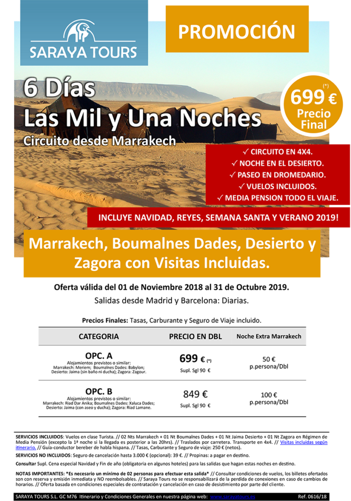 viajes a marruecos 6 dias las mil y una noches