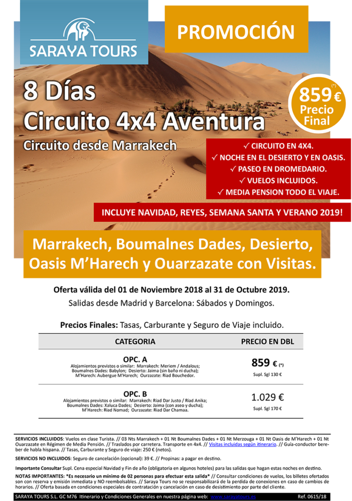 viajes a marruecos 8 dias circuito aventura