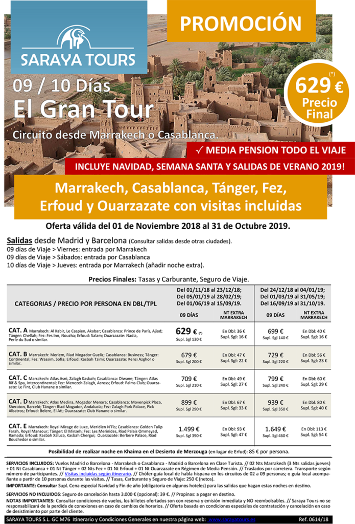 viajes a marruecos 9 o 10 dias gran tour